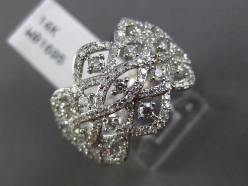 EFFY WIDE 1.15CT ROUND DIAMOND 14K WHITE GOLD 3D INIFINITY OPEN WAVE ETOILE RING