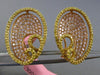 ESTATE LARGE 2.21CT PINK & FANCY YELLLOW DIAMOND 18KT GOLD 3D OVAL EARRINGS