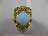 ANTIQUE 5.40CT SAPPHIRE & BLUE AGATE 18KT BLACK & YELLOW GOLD 3D FILIGREE RING