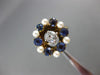 ANTIQUE .85CT OLD MINE DIAMOND AAA SAPPHIRE & PEARL 14K YELLOW GOLD RING #21998