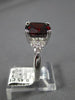 ESTATE LARGE 5.05CT DIAMOND & AAA GARNET 14KT WHITE GOLD SQUARE ENGAGEMENT RING