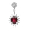 GIA CERTIFIED 9.89CT DIAMOND & AAA RUBY 18KT WHITE GOLD FLOWER HANGING EARRINGS