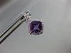 ESTATE 2.48CT DIAMOND & AMETHYST 14KT WHITE GOLD 3D SQUARE HANGING STUD EARRINGS