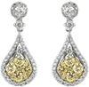 ESTATE 1.38CT WHITE & FANCY YELLOW DIAMOND 14KT WHITE GOLD 3D FLOWER EARRINGS