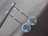 ESTATE LARGE 6.0CT DIAMOND & BLUE TOPAZ 14KT WHITE & BLACK GOLD 3D HALO EARRINGS