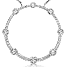 ESTATE .25CT DIAMOND 14KT WHITE GOLD 3D CLASSIC ETOILE CIRCLE OF LIFE NECKLACE