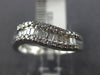 ESTATE .32CT ROUND & BAGUETTE DIAMOND 14K WHITE GOLD SWIRL WAVE ANNIVERSARY RING
