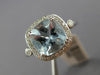 ESTATE 2.08CT DIAMOND & AAA AQUAMARINE 14KT WHITE GOLD 3D SQUARE ENGAGEMENT RING