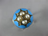 ANTIQUE WIDE ROSE CUT DIAMOND PEARL & BLUE ENAMEL 14K YELLOW GOLD STAR DOME RING