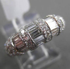ESTATE 1.59CT BAGUETTE & ROUND DIAMOND 18KT WHITE GOLD 3D ANNIVERSARY RING