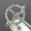 ESTATE .14CT ROUND CUT DIAMOND 14K WHITE GOLD 3D CLASSIC PEACE SIGN FUN RING