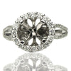 ESTATE .45CT DIAMOND 18KT WHITE GOLD 3D HALO 4 PRONG SEMI MOUNT ENGAGEMENT RING