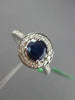 ESTATE 1.31CT DIAMOND & AAA SAPPHIRE 18KT WHITE GOLD 3D HALO ENGAGEMENT RING