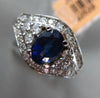 ESTATE 1.51CT ROUND DIAMOND & AAA OVAL SAPPHIRE 14KT WHITE GOLD ENGAGEMENT RING