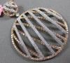 ESTATE LARGE 4.08CT WHITE PINK DIAMOND 18KT GOLD ZIG ZAG CIRCLE FLOATING PENDANT