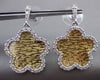 ESTATE 1.46CT DIAMOND 14KT WHITE & YELLOW GOLD 3D FIVE CLOVER HANGING EARRINGS