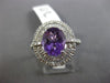 ESTATE 2.70CT DIAMOND & AAA AMETHYST 14K WHITE GOLD DOUBLE HALO ENGAGEMENT RING