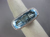 ESTATE LARGE 10.76CT DIAMOND & AAA BLUE TOPAZ 14KT WHITE GOLD 3D HALO FUN RING
