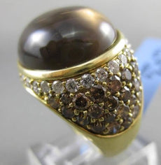 ESTATE MASSIVE 22.24CT DIAMOND & SMOKY TOPAZ 18KT YELLOW GOLD 3D COCKTAIL RING
