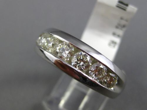 ESTATE WIDE 1.71CT DIAMOND 14KT WHITE GOLD 7 STONE CLASSIC CHANNEL WEDDING RING