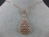ESTATE LARGE .90CT DIAMOND 14KT ROSE GOLD TEAR DROP OPEN FILIGREE ETOILE PENDANT