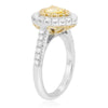 1.14CT WHITE & FANCY YELLOW DIAMOND 18KT 2 TONE GOLD PEAR SHAPED ENGAGEMENT RING