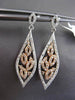 ESTATE .50CT DIAMOND 14KT WHITE & ROSE GOLD 3D FILIGREE HANGING EARRINGS