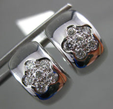 ESTATE .40CT DIAMOND 14KT WHITE GOLD 3D FLOWER HUGGIE FRIENDSHIP EARRINGS #3827