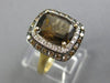LARGE 3.30CT WHITE & CHOCOLATE FANCY DIAMOND & SMOKY TOPAZ 14K 2 TONE GOLD RING