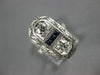 ANTIQUE WIDE .70CT OLD MINE DIAMOND & AAA SAPPHIRE PLATINUM OPEN FILIGREE RING