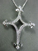 ESTATE .32CT DIAMOND 14K WHITE GOLD 3D FANCY FLEUR DE LIS FLOATING CROSS PENDANT