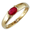 ESTATE .55CT AAA RUBY 14KT YELLOW GOLD CLASSIC OVAL SEMI BEZEL ANNIVERSARY RING