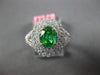 ESTATE 1.20CT DIAMOND & AAA EMERALD 18KT 2 TONE GOLD DOUBLE HALO ENGAGEMENT RING