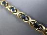 ESTATE 4.28CT DIAMOND & AAA SAPPHIRE 14KT YELLOW GOLD 3D X LOVE TENNIS BRACELET