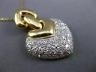 ESTATE LARGE 1.30CT DIAMOND 18KT TWO TONE GOLD 3D HEART FLOATING PENDANT #23610