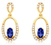 ESTATE .65CT DIAMOND & AAA TANZANITE 14KT YELLOW GOLD 3D ETOILE HANGING EARRINGS
