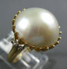 ESTATE EXTRA LARGE 1.33CT DIAMOND & MABE PEARL 14KT WHITE GOLD FLEUR DE LIS RING