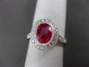 ESTATE 1.54CT DIAMOND & RUBY 14K WHITE GOLD OVAL HALO 3D CLASSIC ENGAGEMENT RING