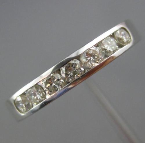 ESTATE .49CT DIAMOND 14KT WHITE GOLD 3D CLASSIC 7 STONE WEDDING ANNIVERSARY RING