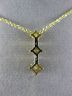 ESTATE .42CT PRINCESS CUT DIAMOND 14K YELLOW GOLD 3 STONE JOURNEY PENDANT #16728