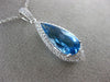 ESTATE LARGE 3.12CT DIAMOND & AAA BLUE TOPAZ 14K WHITE GOLD 3D TEAR DROP PENDANT