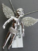 ESTATE EXTRA LARGE .85CT DIAMOND 14KT WHITE GOLD 3D HANDCRAFTED ANGEL PENDANT