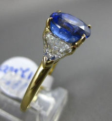 ESTATE EXTRA LARGE 5.69CT DIAMOND & AAA SAPPHIRE 18K YELLOW GOLD ENGAGEMENT RING