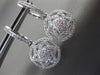 ESTATE LARGE .7CT DIAMOND 14K WHITE GOLD CIRCULAR FLOWER HUGGIE HANGING EARRINGS
