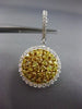 ESTATE LARGE 3.03CT INTENSE FANCY YELLOW DIAMOND 18K GOLD ROUND HANGING EARRINGS