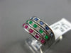 ESTATE WIDE 1.09CT DIAMOND & AAA MULTI GEM 18K WHITE GOLD CLASSIC STACKABLE RING