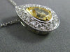 ESTATE GIA 1.51CT DIAMOND & FANCY YELLOW 18K 2 TONE GOLD HALO PEAR SHAPE PENDANT