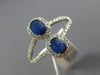 ESTATE WIDE 1.24CT DIAMOND & AAA SAPPHIRE 14K WHITE GOLD FLOWER ANNIVERSARY RING