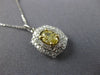ESTATE 1.20CT WHITE & FANCY YELLOW DIAMOND 18KT 2 TONE GOLD DOUBLE HALO PENDANT