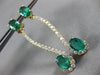 ESTATE LARGE 3.48CT DIAMOND & AAA EMERALD 14KT YELLOW GOLD 3D INFINITY EARRINGS